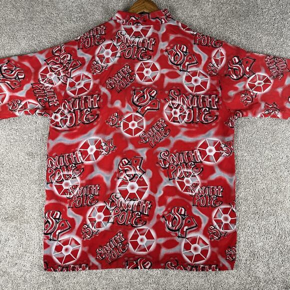 Vtg Southpole Shirt Mens 2XL Red AOP Graffiti Tag Double Sided Loop Collar Y2K - Picture 7 of 7
